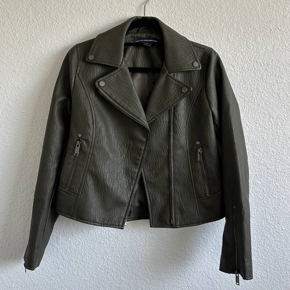 NWOT French Connection Leather Jacket - moto jacket size XS